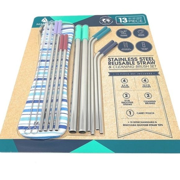🔥New Manna 13pcs Reusable Straw & Cleaning Brush - Picture 3 of 6